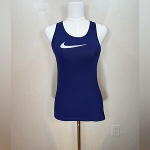 Nike Women's Navy Blue Racerback Tank with White Swoosh